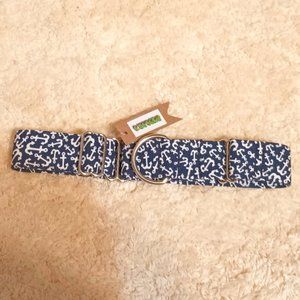 NWT~ Martingale Dog Collar Nautical Anchors Classic Navy Blue & White Size Large